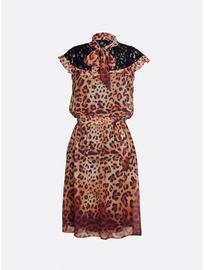 GEORGETTE LEOPARD DRESS AND LACE